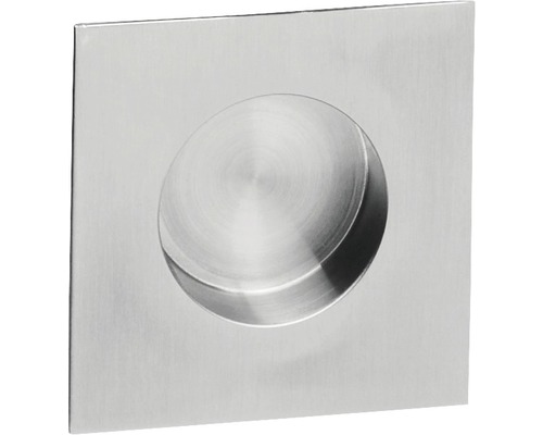 Poignée cuvette carrée acier inoxydable brossé/mat Lxlxh 55/55/18 mm Ø 32,5 mm Poignée cuvette carrée pour portes coulissantes