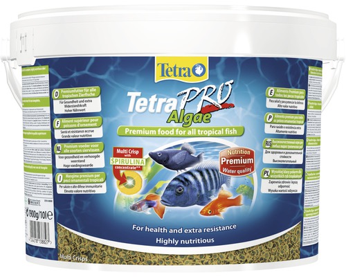 Nourriture premium TetraPro Algae 10 l Aliments pour poissons Tetra Pro Algae en seau pour poissons tropicaux, 1900 grammes