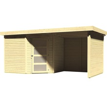 Gartenhaus Karibu Anvik 5 mit Schleppdach, Rück- und Seitenwand 493 x 262 cm natur