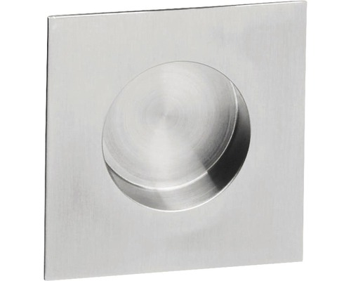 Poignée cuvette carrée acier inoxydable brossé/mat Lxlxh 85/85/18 mm Ø 52 mm Poignée cuvette carrée en acier inoxydable pour portes coulissantes