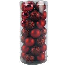 Paquet de boules de Noël rouges en différentes finitions