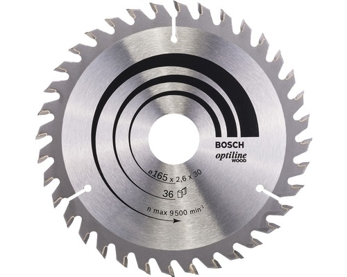 Lame de scie circulaire Optiline Wood Bosch 165x20mm 36Z Lame de scie circulaire pour bois, diamètre 165 mm