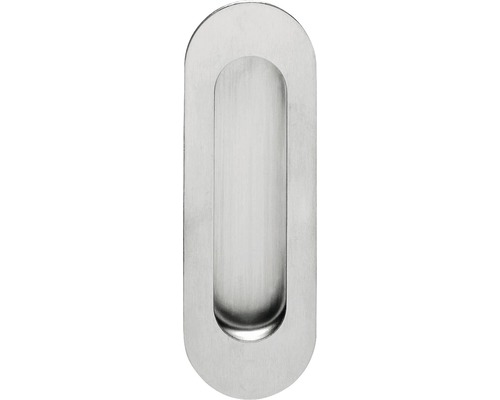 Poignée encastrée Intersteel ovale acier inoxydable/brossé Lxlxh 120x40/14 mm Coquille de préhension en métal pour portes coulissantes