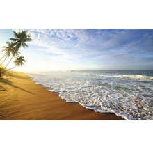 Strandlandschaft mit Palmen und Wellen