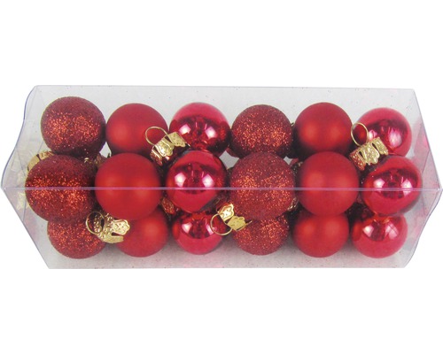 Boules de Noël en verre Ø 2 cm 24 pièces rouge-mat