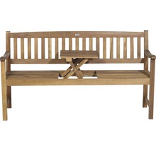 Gartenbank aus Holz mit ausklappbarem Tisch