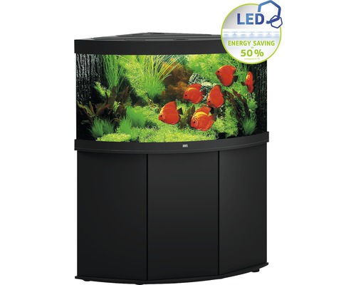 Kit complet d'aquarium JUWEL Trigon 350 SBX avec éclairage LED, filtre, chauffage et meuble bas noir