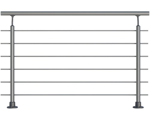 Set complet de balustrade Pertura aluminium pour montage au sol avec six barres en acier inoxydable (136)-0