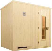 Holzsauna mit Steuerungselement und Glastür