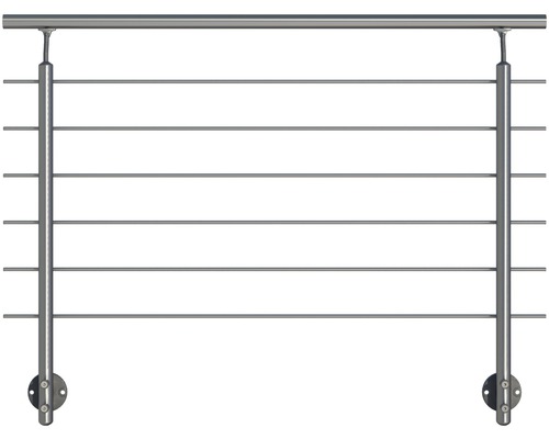 Kit complet de balustrade Pertura aluminium pour montage latéral avec six barres en acier inoxydable (137)