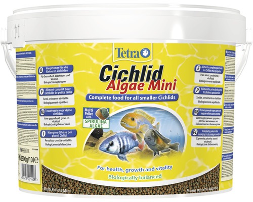 Nourriture pellets Tetra Cichlid Algae Mini 10 l Aliments complets Tetra Cichlid Algae Mini dans un seau, pour les petits Cichlidés