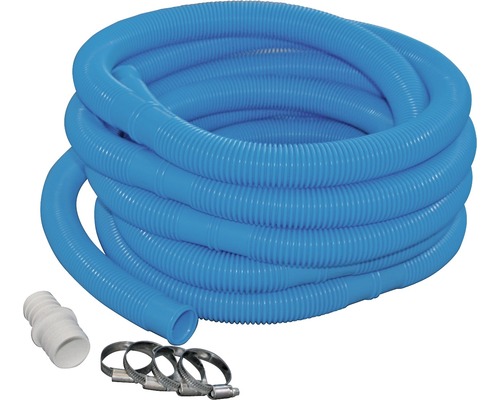Kit de tuyau de piscine Planet Pool avec embout de tuyau flexible, colliers de serrage et tuyau Ø 32 mm longueur 8,8 m bleu