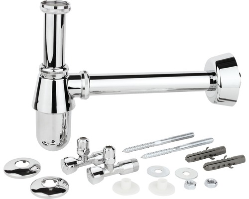Set d'installation pour lavabo chromé Siphon avec matériel de fixation pour lavabo