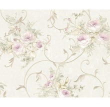 Papier peint avec motif de roses et vrilles