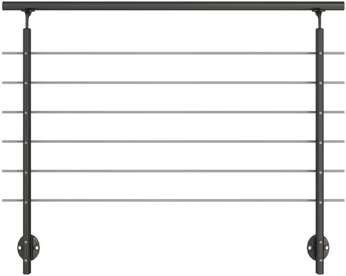 Kit complet de balustrade Pertura aluminium anthracite avec six barres en acier inoxydable pour montage latéral l : 1.50 m
