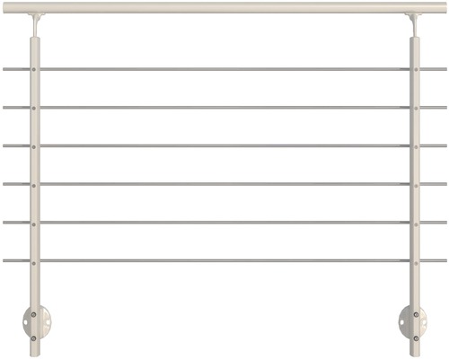 Kit complet de balustrade Pertura aluminium blanc avec six barres en acier inoxydable pour montage latéral l : 1,50 m