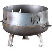 Brasero en métal avec trois pieds et motif de flammes