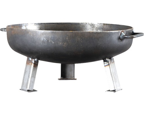 Brasero en métal avec trois pieds et poignées