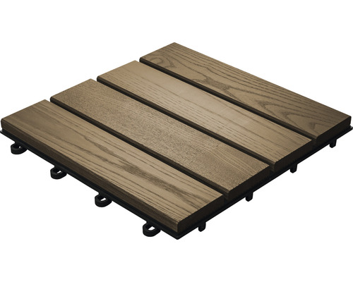 Terrassenfliese mit Holzstruktur auf Kunststoffbasis