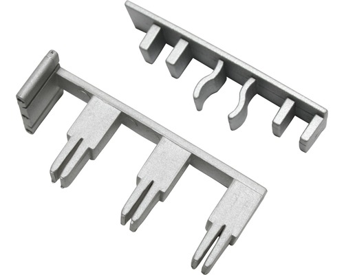 Embout avec dispositif de décrochage pour rail de rideau coulissant 3 parties argent Deux supports d''appui de fenêtre argentés en aluminium