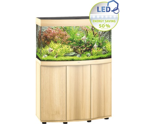Kit complet d'aquarium JUWEL Vision 180 SBX avec éclairage LED, filtre, chauffage et meuble bas bois clair