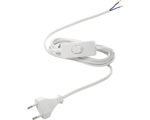 Cable D'alimentation Blanc 3 Fils + Interrupteur