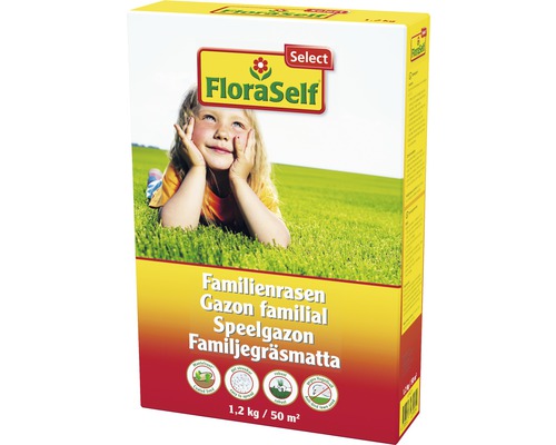Semences de gazon avec enveloppe pour gazon familial FloraSelf Select, 1,2 kg 50 m²-0