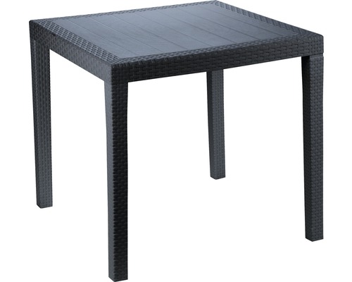 Table de jardin King rotin synthétique plastique 79x79x72 cm, anthracite