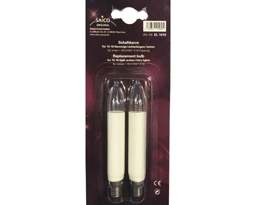 Ampoules de rechange bougies-tiges Saico pour arcs lumineux / guirlandes lumineuses à 15/16 ampoules 2 pces