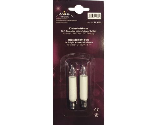 Ampoules de rechange petites bougies-tiges Saico pour arcs lumineux / guirlandes lumineuses à 7 ampoules 2 pces