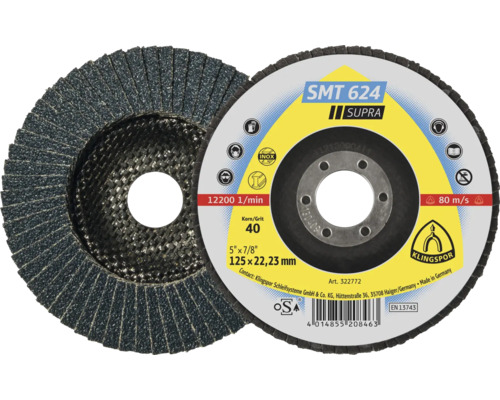 Plateau abrasif à lamelles Klingspor SMT 624 Ø 125x22,23 mm grain 40 Plateau abrasif à lamelles Klingspor SMT 624 Ø 125x22,23 mm grain 40