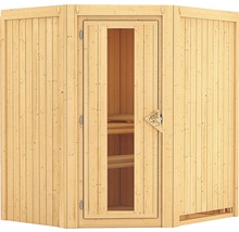 Sauna modulaire Karibu Maurin sans poêle avec couronne et porte en bois avec verre à isolation thermique-thumb-2