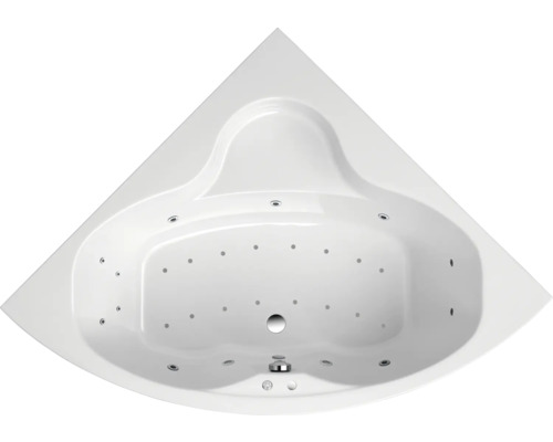 Baignoire balnéo encastrable OTTOFOND Pirin 148 x 148 cm blanc brillant 55150 Baignoire d''angle avec fonction tourbillon, vue de dessus