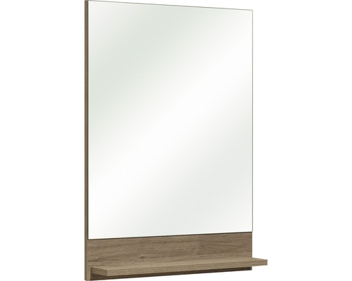 Miroir avec tablette Pelipal Offenbach chêne Sanremo 70x50 cm sans luminaire Miroir carré avec étagère pour salle de bain