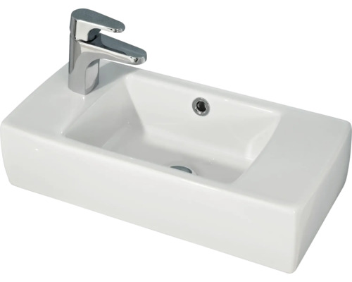 Vasque pour meuble Pelipal Offenbach 50 cm surface de rangement à droite blanc