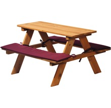 Table de pique-nique pour enfants en bois 89x79x50 cm brun, coussins d'assise inclus-thumb-1