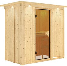 Sauna modulaire Karibu Mariado sans poêle avec couronne et porte vitrée coloris bronze-thumb-3