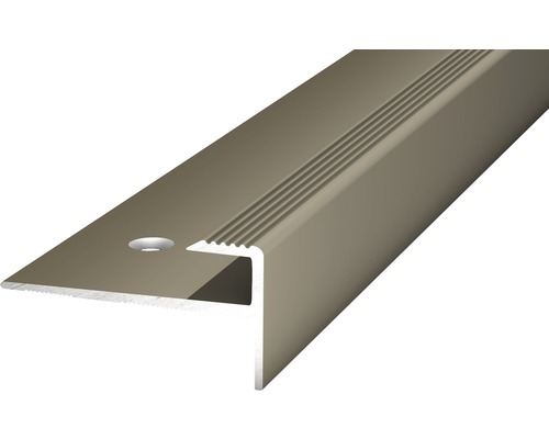 Nez de marche avec insertion aluminium acier inoxydable mat perforé 30 x 15 x 1000 mm