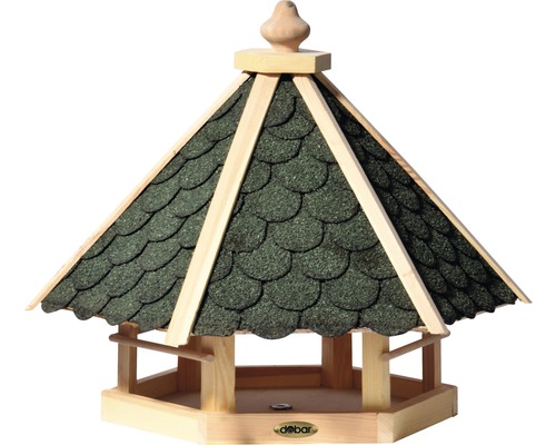 Abri-mangeoire pour oiseaux avec bardeaux bitumés verts 51x45x41 cm, sans support Abri-mangeoire pour oiseaux avec bardeaux bitumés verts 51x45x41 cm, sans support