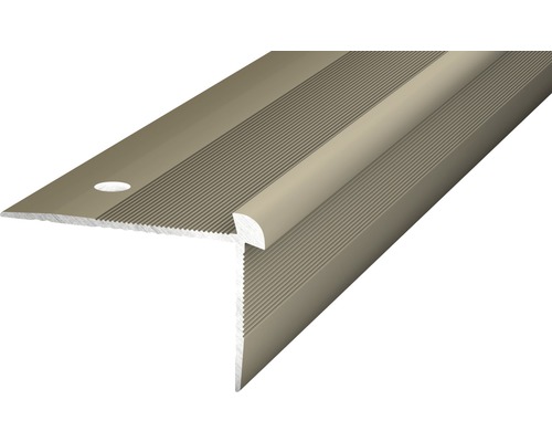 Nez de marche Prinz aluminium acier inoxydable mat perforé 42 x 28 x 2500 mm Nez de marche Prinz aluminium acier inoxydable mat perforé 42 x 28 x 2500 mm