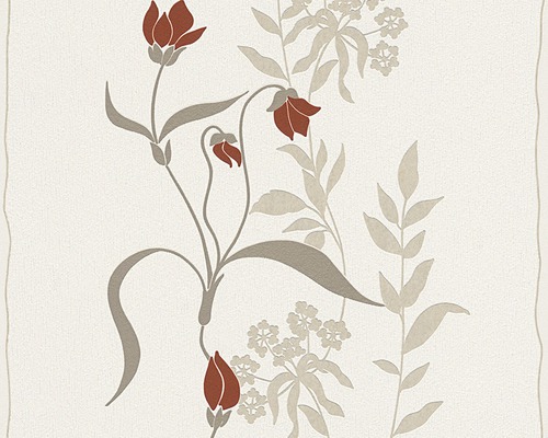 Vliestapete 958741 Casual Living Blumen creme Tapete mit floralem Muster in Beige und Braun