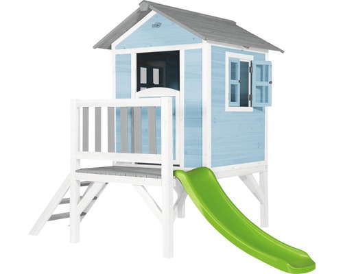 Spielhaus aus Holz mit Rutsche für den Garten