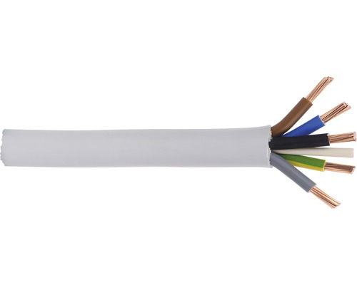 Mantelleitung NYM-J 5x25 mm² grau Meterware Mehradriges Elektrokabel mit sieben Adern