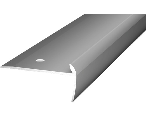 Nez de marche aluminium acier inoxydable mat perforé 45 x 21,5 x 2500 mm