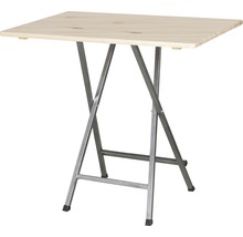 Klapptisch mit Metallgestell und Holzplatte