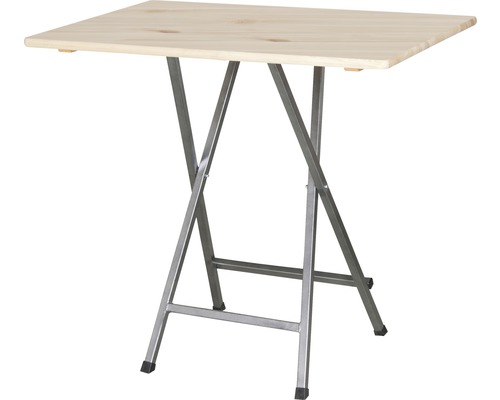 Klapptisch mit Metallgestell und Holzplatte