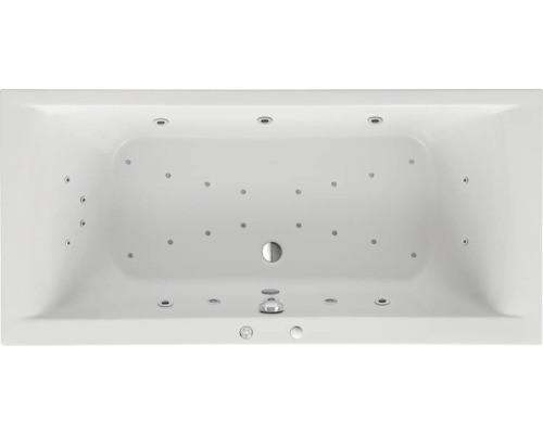 Baignoire balnéo rectangulaire OTTOFOND Wistula 90 x 190 cm blanc brillant 55670 Vue de dessus d''une baignoire balnéo avec jets