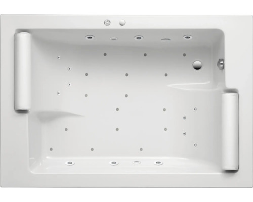 Baignoire balnéo rectangulaire OTTOFOND Batain 135 x 195 cm blanc brillant 55700 Baignoire balnéo rectangulaire avec jets et appuie-tête