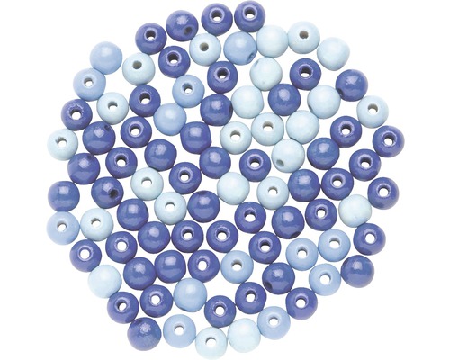 Perles en bois Ø 12mm mélange bleu 28 unités