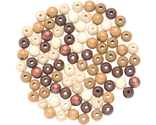 Perles en bois Ø 8mm mélange marron 80 unités